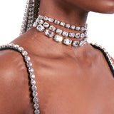 Stonefans Row Crystal Collar Choker Necklace