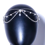 Stonefans Layered Forehead Chain Pearls Bridal Headwear