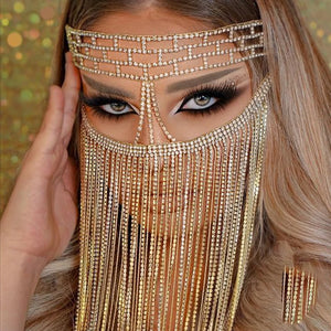 Stonefans Long Mesh Tassel Mask Jewellery Cosplay Girl Beauty Hair Veil