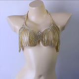 Stonefans Bling Bra Necklace Rhinestone Tassel Body Chain for Women