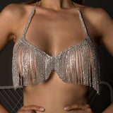 Stonefans Bling Bra Necklace Rhinestone Tassel Body Chain for Women
