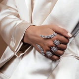 Stonefans Bridal Palm Bangle Zircon Wedding Hand Jewelry Banquet Leaf Bracelet