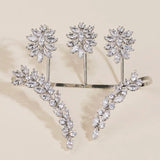 Stonefans Bridal Palm Bangle Zircon Wedding Hand Jewelry Banquet Leaf Bracelet
