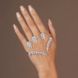 Stonefans Bridal Palm Bangle Zircon Wedding Hand Jewelry Banquet Leaf Bracelet