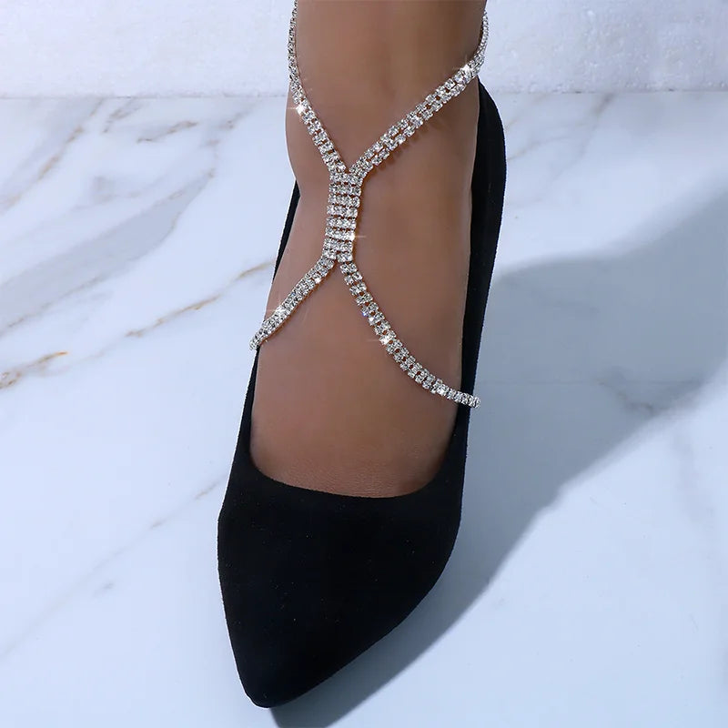 Stonefans Rhinestone Anklet Bracelet Beach Women Crystal