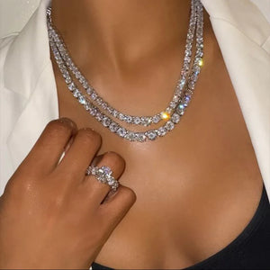 Stonefans Rhinestone Tennis Chain Necklace Hip Hop Jewelry Christmas Gift