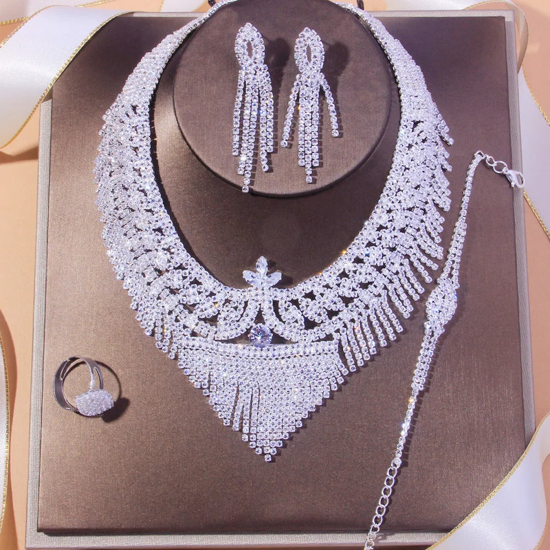 Stonefans Crystal Bridal Jewelry Set Rhinestone Necklace Earrings
