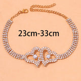 Stonefans Rhinestone Double Heart Anklet Crystal Tennis Chain Bracelet