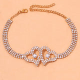 Stonefans Rhinestone Double Heart Anklet Crystal Tennis Chain Bracelet