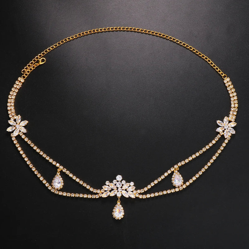 Stonefans Zircon Bridal Headband Crystal Hair Chain