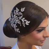 Stonefans Zircon Bridal Leaf Hair Comb Headband for Wedding