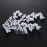 Stonefans Zircon Bridal Leaf Hair Comb Headband for Wedding