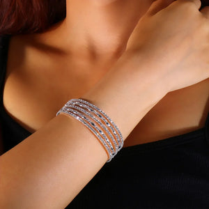 Stonefans Rhinestone Bangle Bracelet for Women