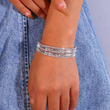 Stonefans Rhinestone Bangle Bracelet for Women
