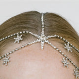 Rhinestone Star Head Chain Jewelry for Women Boho Wedding Hair Accessory