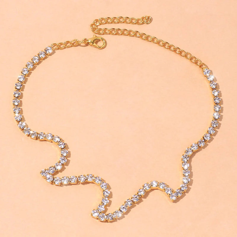 Stonefans Rhinestone Waves Anklet Bracelet for Women