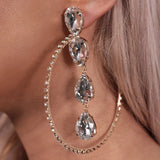 Stonefans Bright Hoop Earring Piercing Rhinestone Christmas Pendant Gift