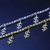 Stonefans Dollar Sign Rhinestone Anklet Charm Foot Jewelry