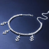 Stonefans Dollar Sign Rhinestone Anklet Charm Foot Jewelry