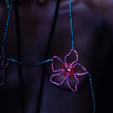 Stonefans Pink Flower Chest Chain Jewellery Bra Harness Crystal Sexy Lingerie