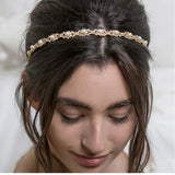 Stonefans Rhinestone Bridal Beaded Hairwear Chain Boho Tiara Headbands