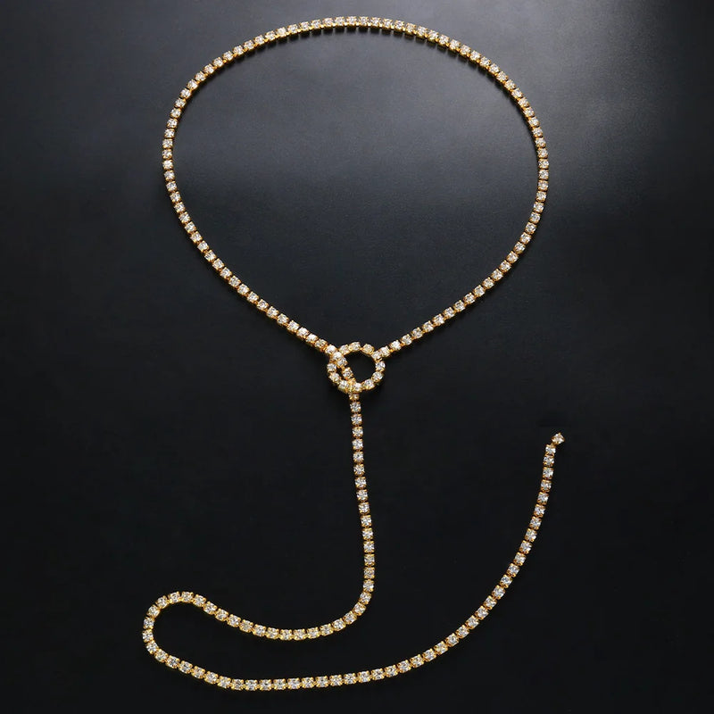 Stonefans Rhinestone Long Necklace for Women