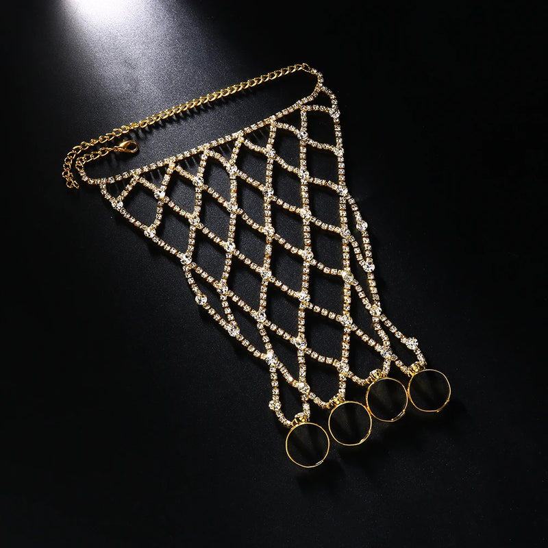 Stonefans Finger Mesh Linked Bracelet Jewelry for Women