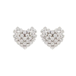 Stonefans Crystal Heart Clip Earrings Rhinestone No Piercing Jewelry