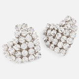 Stonefans Crystal Heart Clip Earrings Rhinestone No Piercing Jewelry