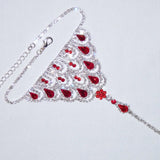 Stonefans Red Crystal Anklet Rhinestone Foot Chain Women Boho Toe Sandal Jewelry