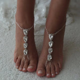 Stonefans Rhinestone Water Drop Anklet Set
