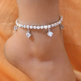 Sexy Rhinestone Single Layer Anklet Bracelet for Women