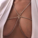 Stonefans Rhinestone Bralette Body Chain Harness for Women