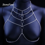 Stonefans Rhinestone Bra Chain Body Harness Bikini Top