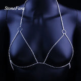 Stonefans Rhinestone Bra Chain Body Harness Bikini Top
