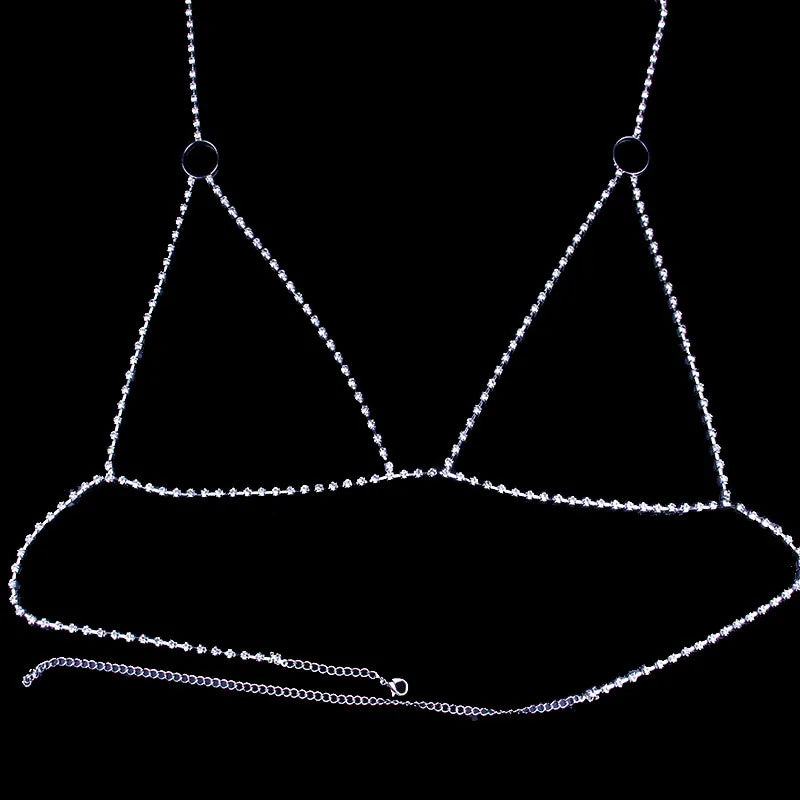Stonefans Rhinestone Bra Chain Body Harness Bikini Top