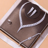 Stonefans Silver Geometric Rhinestone Bridal Jewelry Set