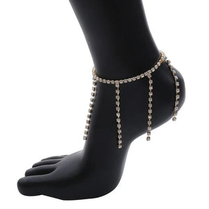 Stonefans Rhinestone Tassel Anklet Bracelet for Women