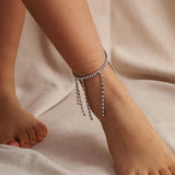 Stonefans Rhinestone Tassel Anklet Bracelet for Women