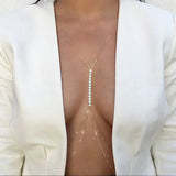 Stonefans Rhinestone Cross Bra Chain Harness for Women