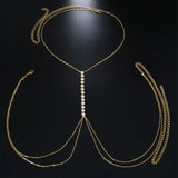 Stonefans Rhinestone Cross Bra Chain Harness for Women