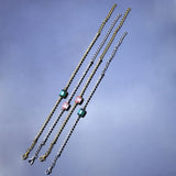 Stonefans Rhinestone Chain Green Crystal Bracelet for Women Square Bracelet