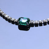 Stonefans Rhinestone Chain Green Crystal Bracelet for Women Square Bracelet
