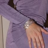Stonefans Rhinestone Tennis Chain Bracelet Adjustable Charm Hand Chain Bracelet
