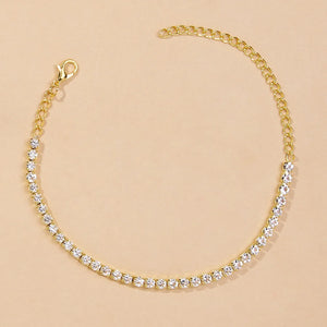 Stonefans Rhinestone Tennis Chain Bracelet Adjustable Charm Hand Chain Bracelet
