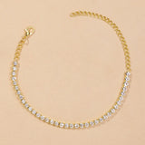 Stonefans Rhinestone Tennis Chain Bracelet Adjustable Charm Hand Chain Bracelet