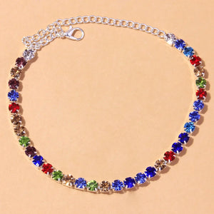 Stonefans Rhinestone Tennis Chain Foot Bracelet for Women