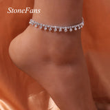 Stonefans Water Drop Anklet Chain Jewelry for Women Sandals Barefoot Accessories