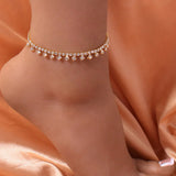 Stonefans Water Drop Anklet Chain Jewelry for Women Sandals Barefoot Accessories