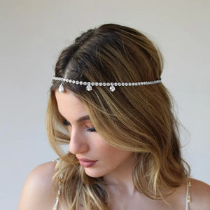 Stonefans Water Drop Rhinestone Head Chain Jewelry for Women Boho Crystal